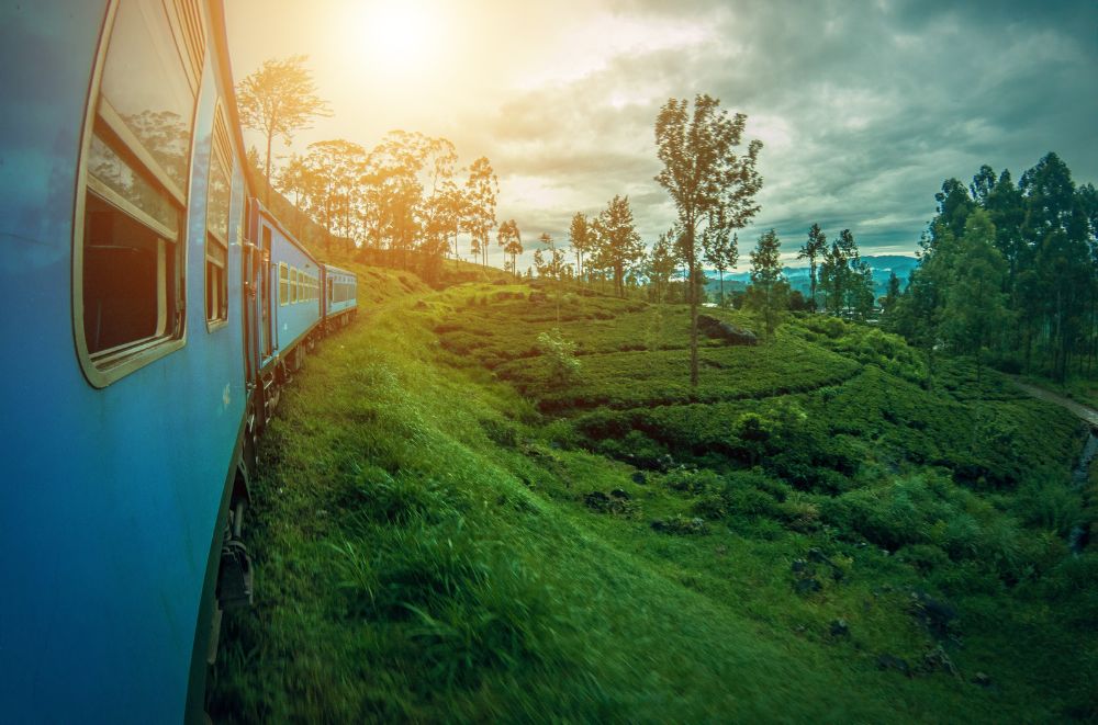 Sri Lanka Train with sunset